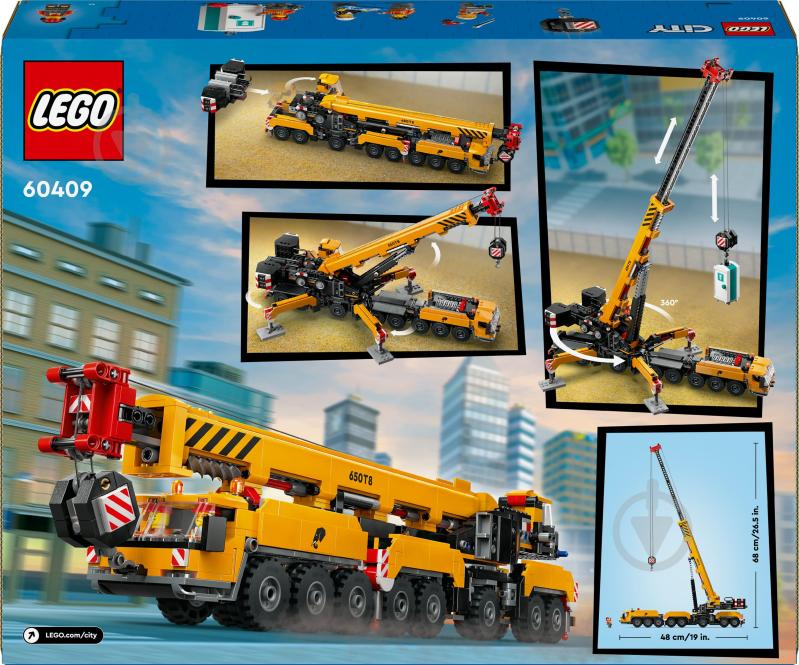 Конструктор LEGO City Жовтий пересувний будівельний кран 60409 - фото 2