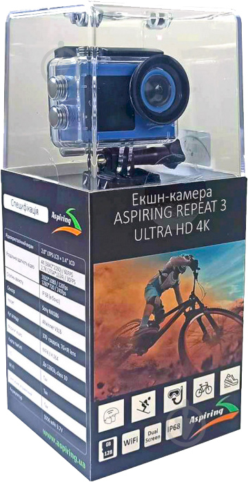 Экшн-камера Aspiring Repeat 3 Ultra HD 4K 60 FPS Dual Screen blue (REF210101) - фото 10