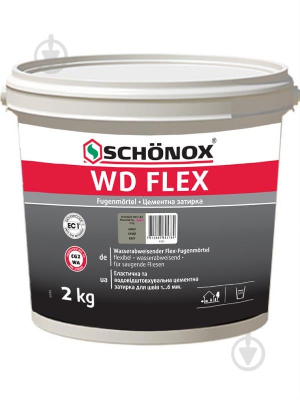 Затирка для плитки Sika Цементная Эластическая SCHONOX WD FLEX 2кг ведро белый - фото 1