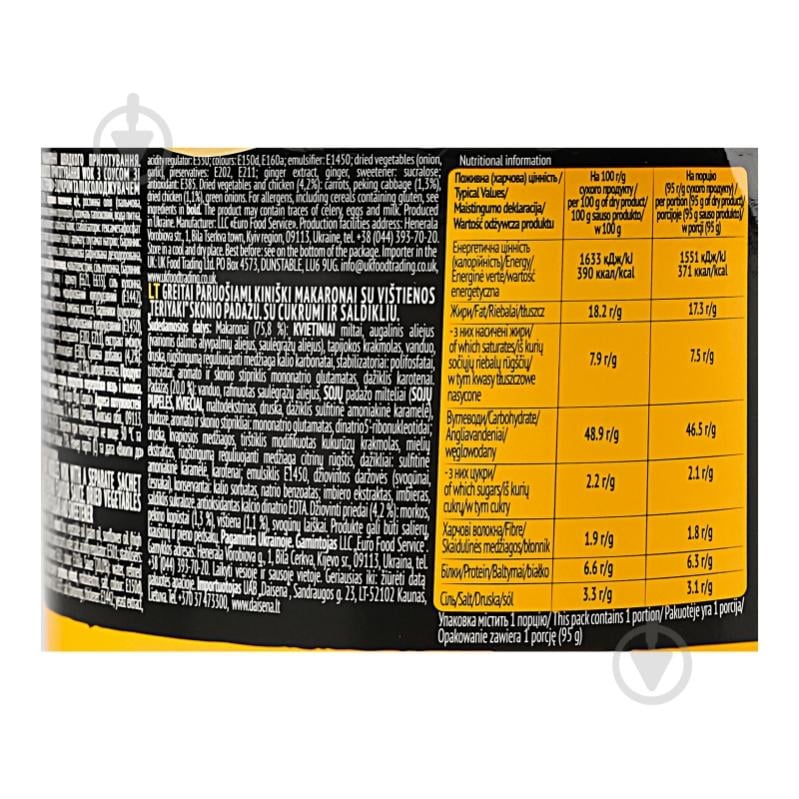 Локшина Glads з соусом Chicken teriyaki Wok Glads 95 г - фото 11