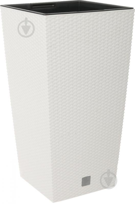 Горщик пластиковий Prosperplast Rato square 2 в 1 квадратний 11,4 л білий (78962-449) - фото 1