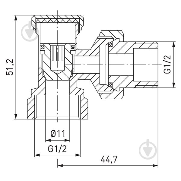 Кран радиаторный Ferro угловой запорный хром нр1/2”-вр1/2” ZK2Y - фото 2