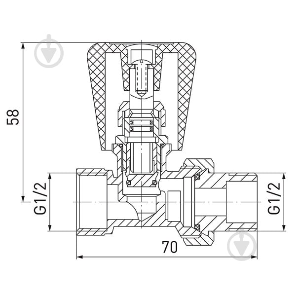 Кран радиаторный Ferro прямой запорный с ручкой, дросселем вн 1/2"- вр 1/2" ZG2Y - фото 2