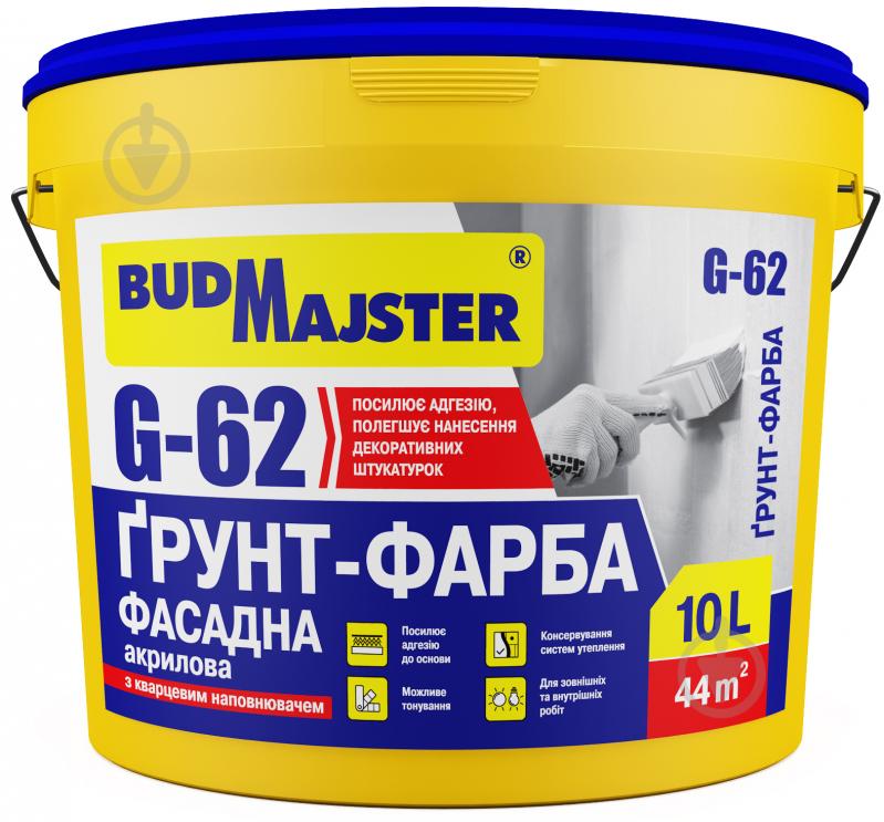 Грунтовка универсальная BudMajster G-62 фасадная акриловая с кварцевым наполнителем 10 л - фото 1