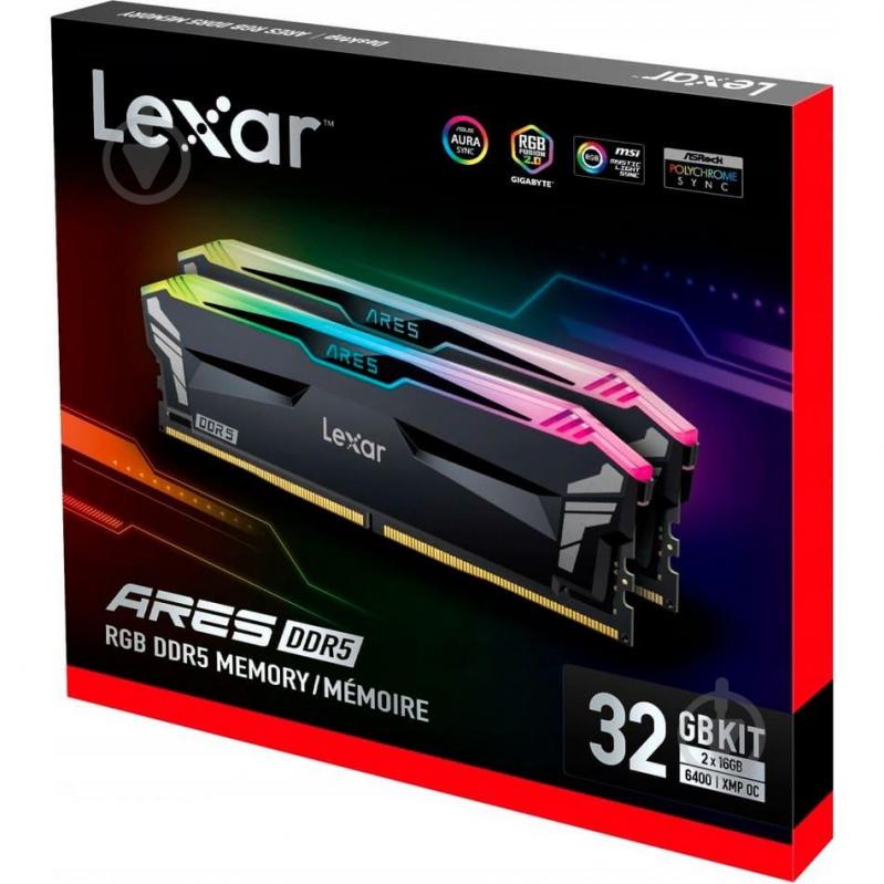 Оперативна пам'ять Lexar DDR5 SDRAM 32 GB (2x16GB) 6000 MHz (LD5BU016G-R6000GDLA) - фото 2