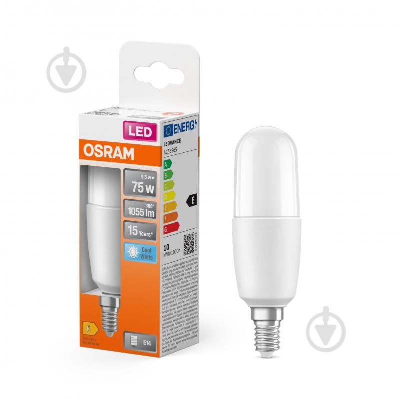 Лампа світлодіодна Osram 10 Вт матова E14 220 В 4000 К LEDSTICK E14 10W - фото 1