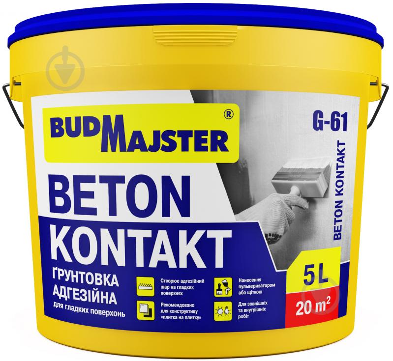 Грунтовка адгезионная BudMajster G-61 BETON KONTAKT 5 л - фото 1