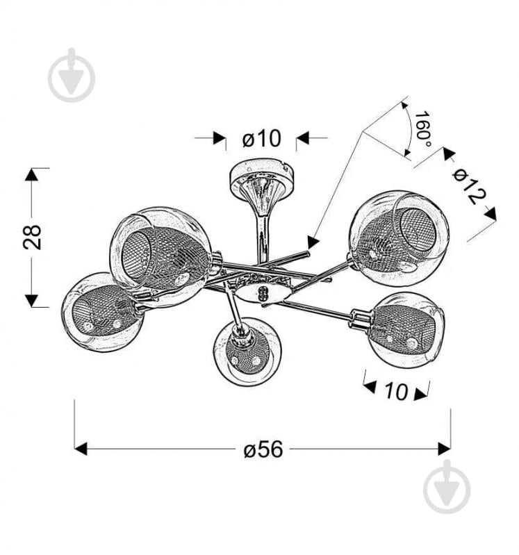 Люстра стельова Candellux OZZO 5x40 Вт E14 хром/прозорий 35-72252 - фото 2