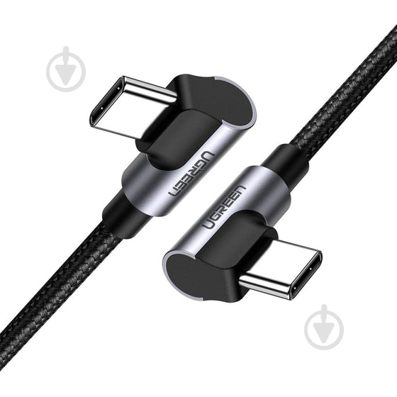 Кабель UGREEN Type-C - Type-C 90° Cable Aluminum Braid 3А 60W 2 м black (70531) - фото 1