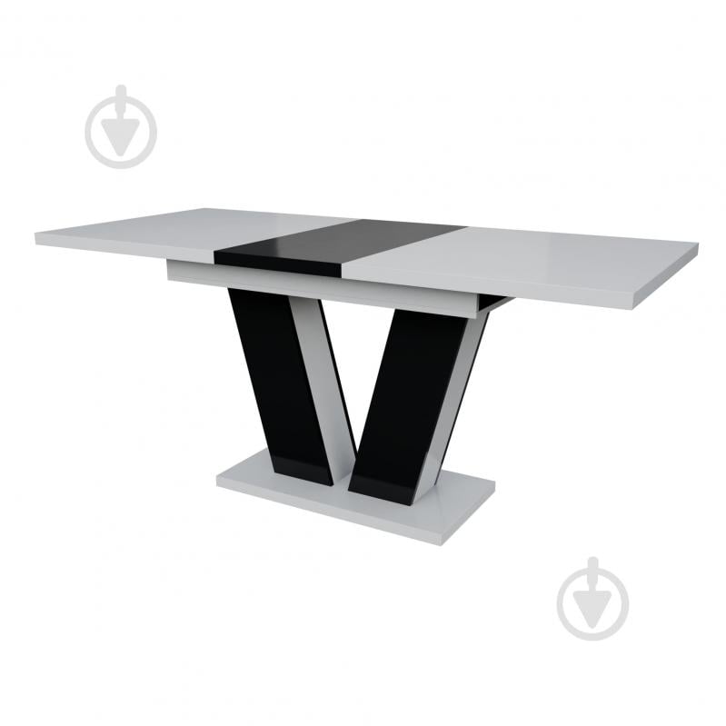 Стол обеденный KS Wood Рой 1400(1800)x800x750мм белый глянец/черный - фото 1 Стол обеденный KS Wood Рой 1400(1800)x800x750мм белый глянец/черный - фото 1