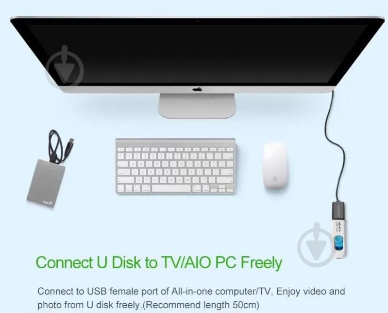 Кабель UGREEN US103 USB-A to USB-A Nickel Plating Extension Cable 3 м black (10317) - фото 4