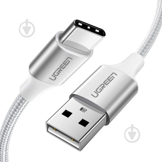 Кабель UGREEN USB 2.0 AM-Type-C M 3.0A (18W) Nickel Plating Aluminum Braid US288 1,5 м белый (60132) - фото 1