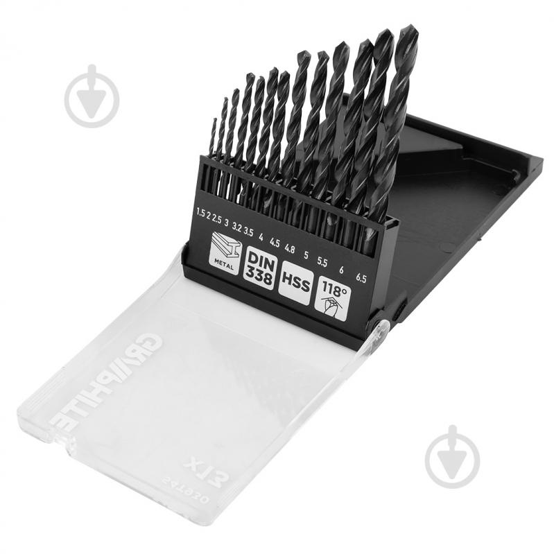 Набор сверл по металлу GRAPHITE 1,5-6,5 мм 13 шт. 54T930 - фото 1 Набор сверл по металлу GRAPHITE 1,5-6,5 мм 13 шт. 54T930 - фото 1