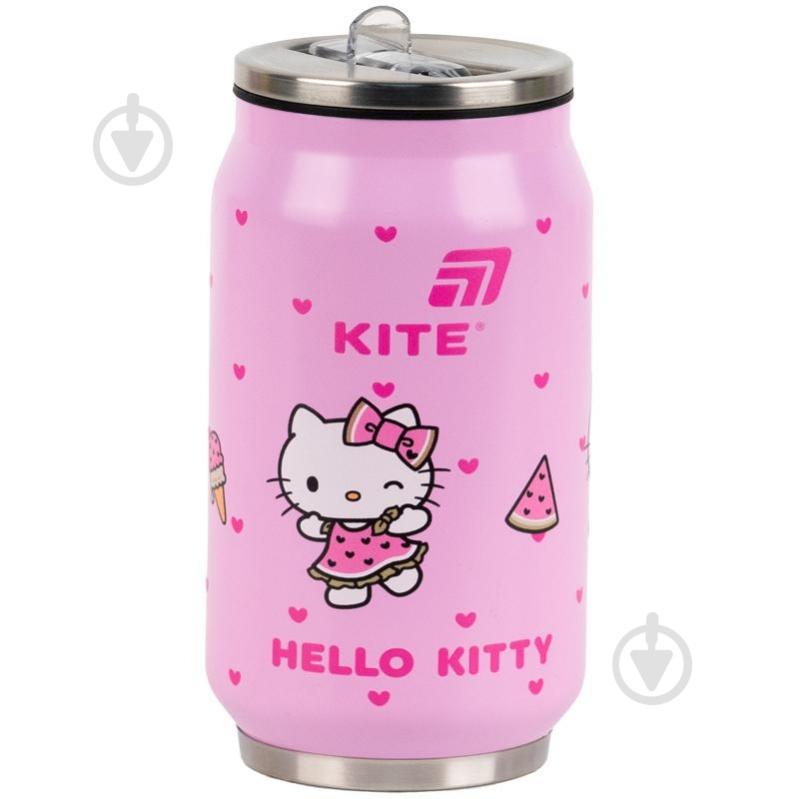 Термочашка с трубочкой KITE Hello Kitty 350 мл HK25-1263 розовый с рисунком - фото 1
