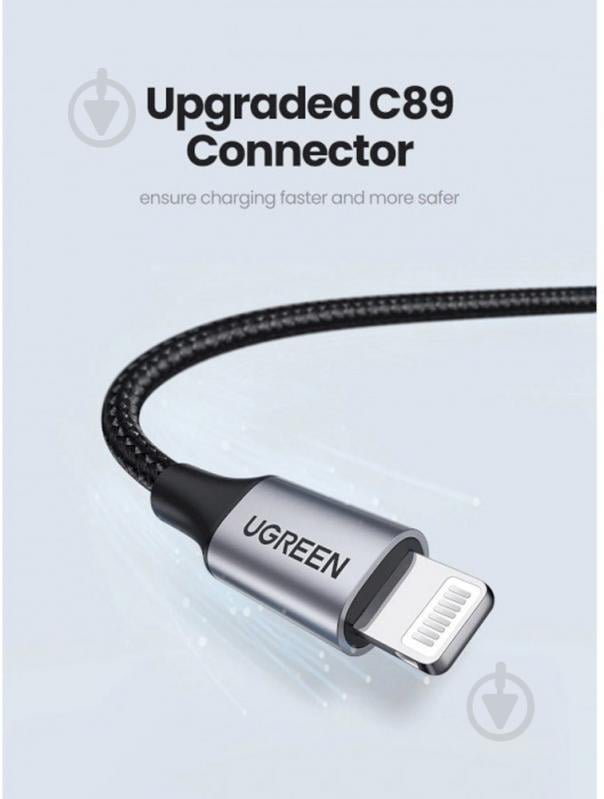 Кабель UGREEN USB AM-Lightning M 2.4A US199 1 м черный (60156) - фото 4 Кабель UGREEN USB AM-Lightning M 2.4A US199 1 м черный (60156) - фото 4