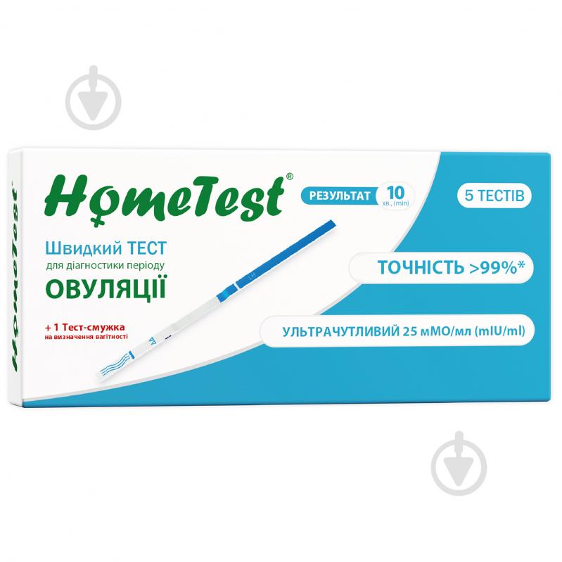 Тест-полоска HomeTest для определения овуляции (5 шт.) и беременности (1 шт.) - фото 1