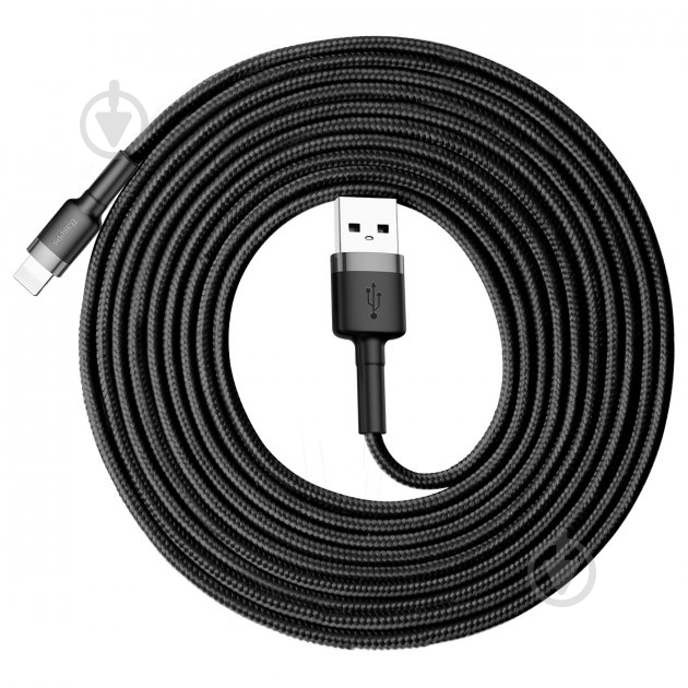 Кабель BASEUS Cafule USB 2.0 to Lightning 2A 3 м black (CALKLF-RG1) - фото 3