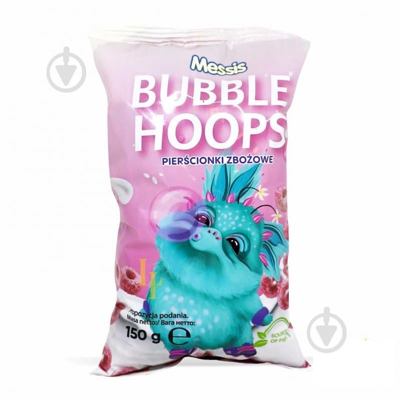 Кольца злаковые MESSIS со вкусом жевательной резинки Bubble Hoops 150 г - фото 1 Кольца злаковые MESSIS со вкусом жевательной резинки Bubble Hoops 150 г - фото 1