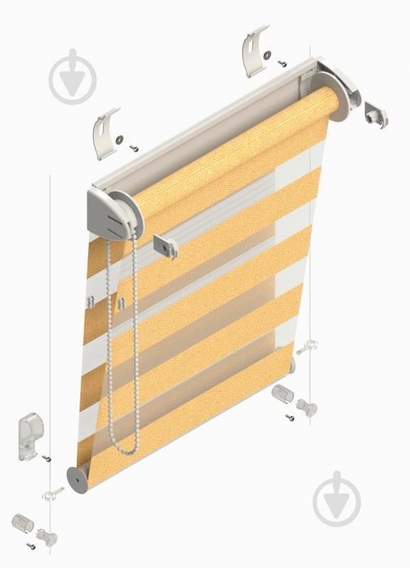 Ролета мини день-ночь Rollotex с фиксацией под наклон Темно-бежевый 40x140 см - фото 5