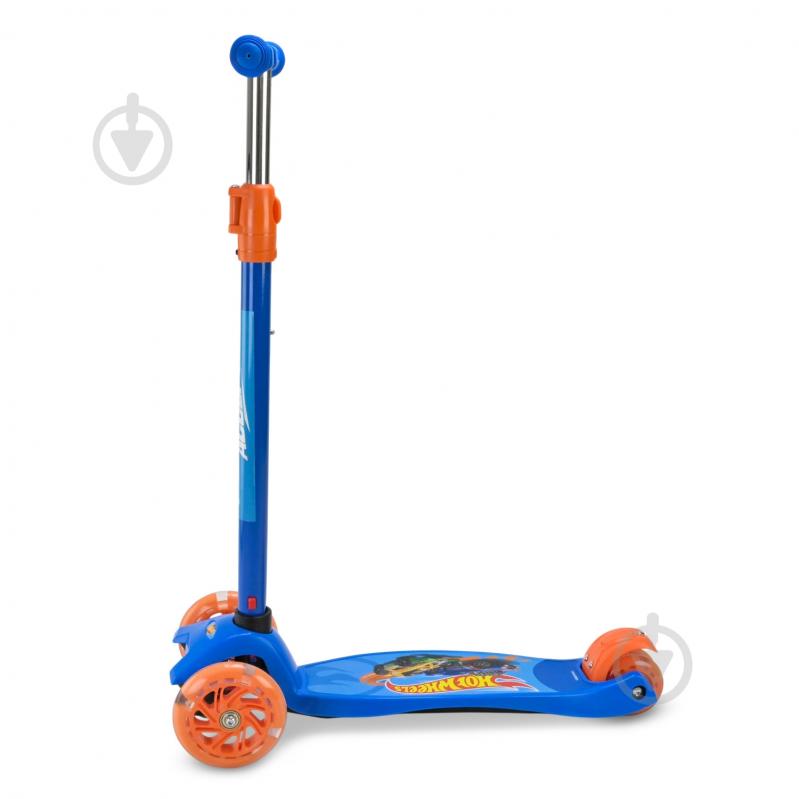 Самокат Hot Wheels трехколесный синий с оранжевым BH2617 - фото 3
