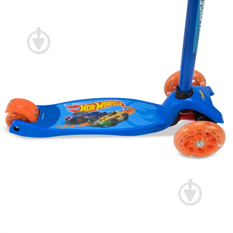 Самокат Hot Wheels трехколесный синий с оранжевым BH2617 - фото 5