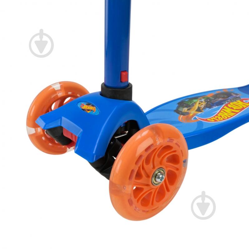 Самокат Hot Wheels трехколесный синий с оранжевым BH2617 - фото 8