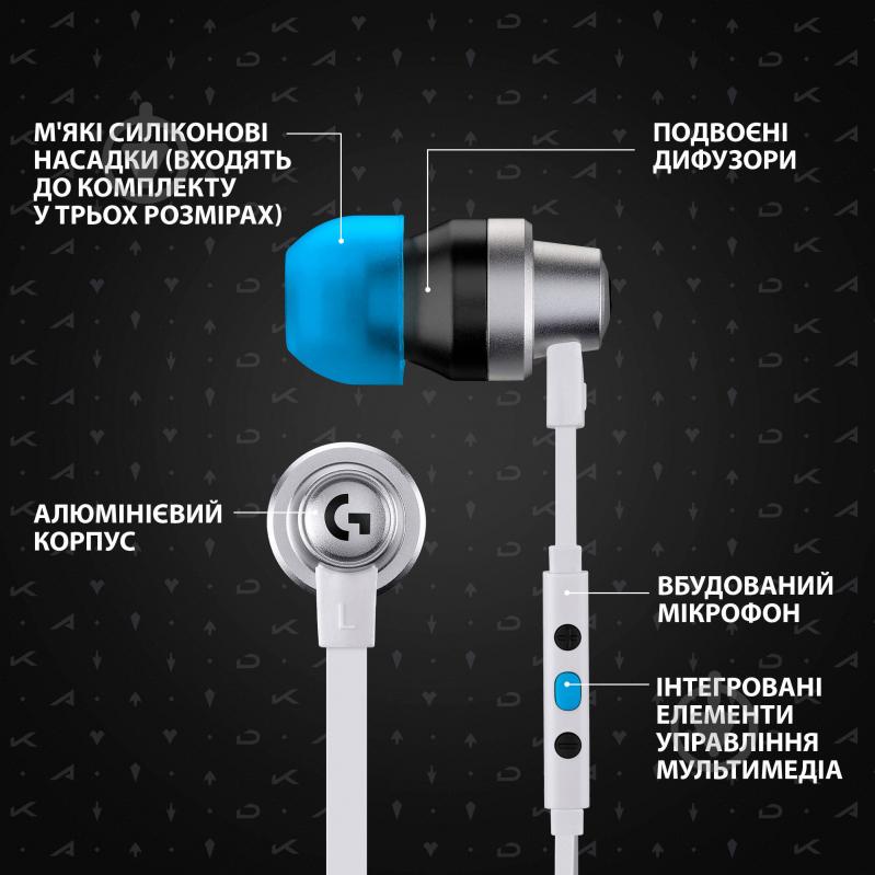 Наушники Logitech G333 K/DA Gaming Earphones white (981-000984) - фото 8