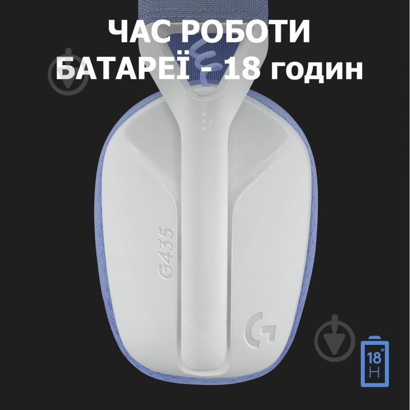 Гарнитура игровая Logitech G435 Lightspeed Wireless Gaming Headset white (981-001074) - фото 6