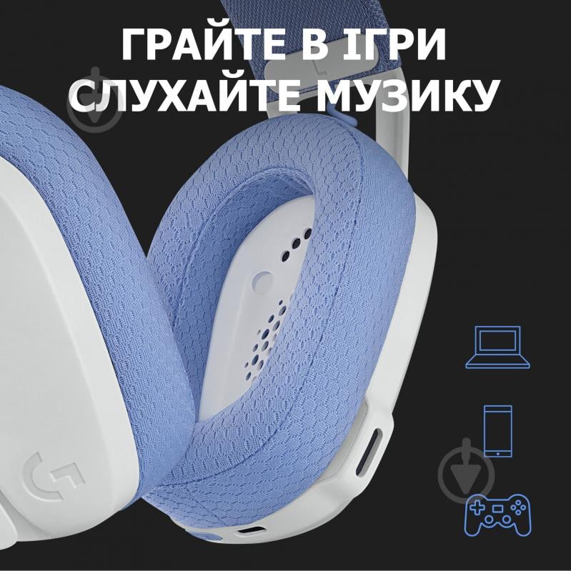 Гарнитура игровая Logitech G435 Lightspeed Wireless Gaming Headset white (981-001074) - фото 8