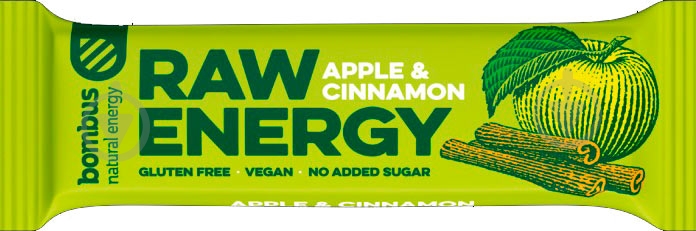 Батончик Bombus Raw Energy Яблоко и Корица 50 г - фото 1