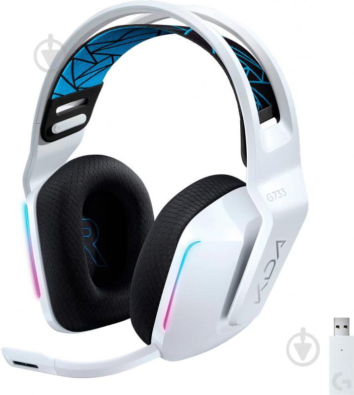 Гарнитура игровая Logitech G733 K/DA Lightspeed Wireless Gaming Headset white/blue (981-000990) - фото 1