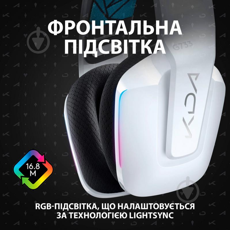 Гарнітура ігрова Logitech G733 K/DA Lightspeed Wireless Gaming Headset white/blue (981-000990) - фото 8