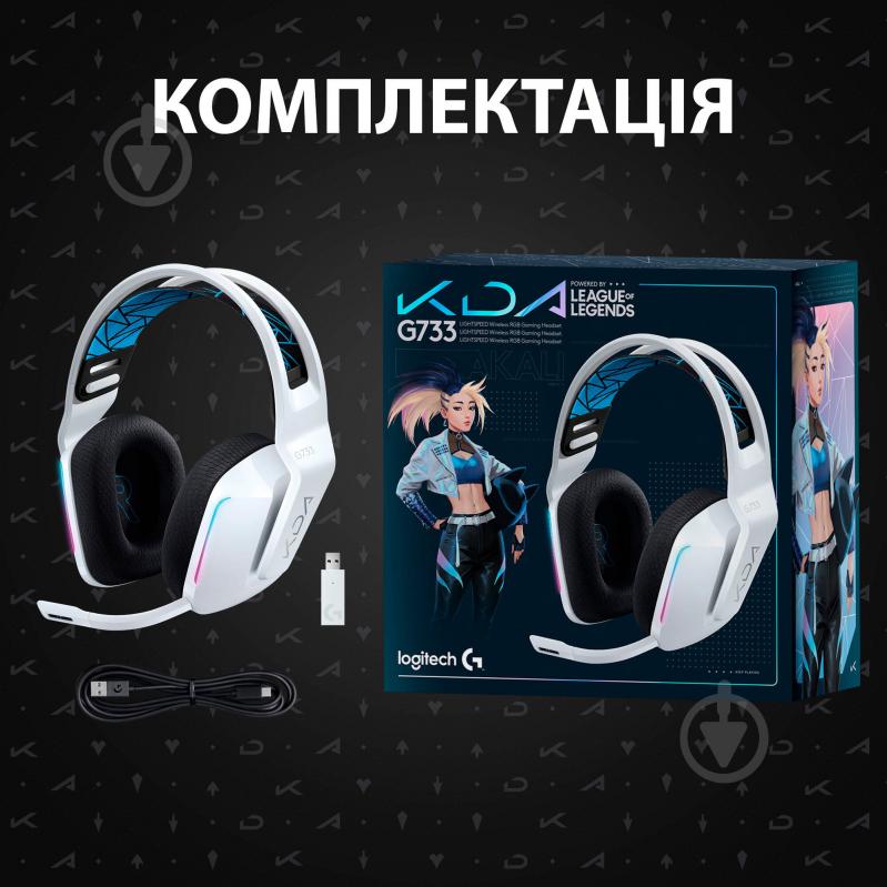 Гарнитура игровая Logitech G733 K/DA Lightspeed Wireless Gaming Headset white/blue (981-000990) - фото 10