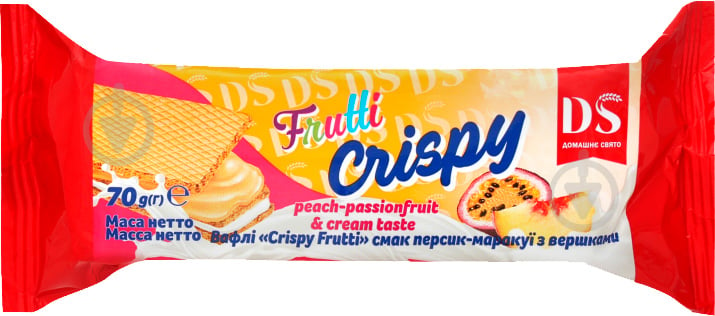 Вафли CRISPY FRUTTI вкус персик маракуйи со сливками 70 г - фото 1