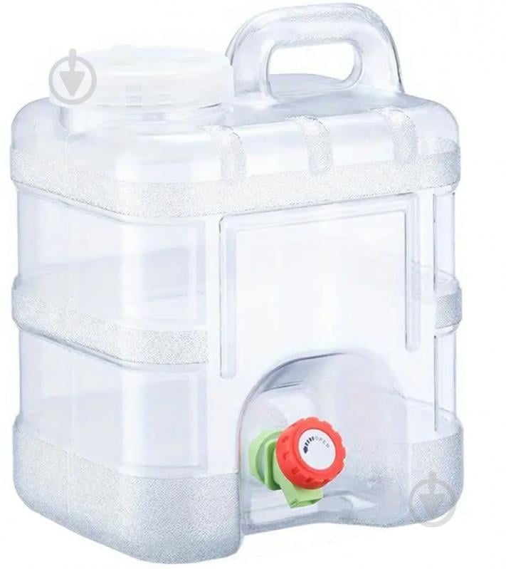 Бутель VIO Бутель Каністра для води з краном 10 л полікарбонатна з ручкою, прозора, ViO PC-TV 10L - фото 1