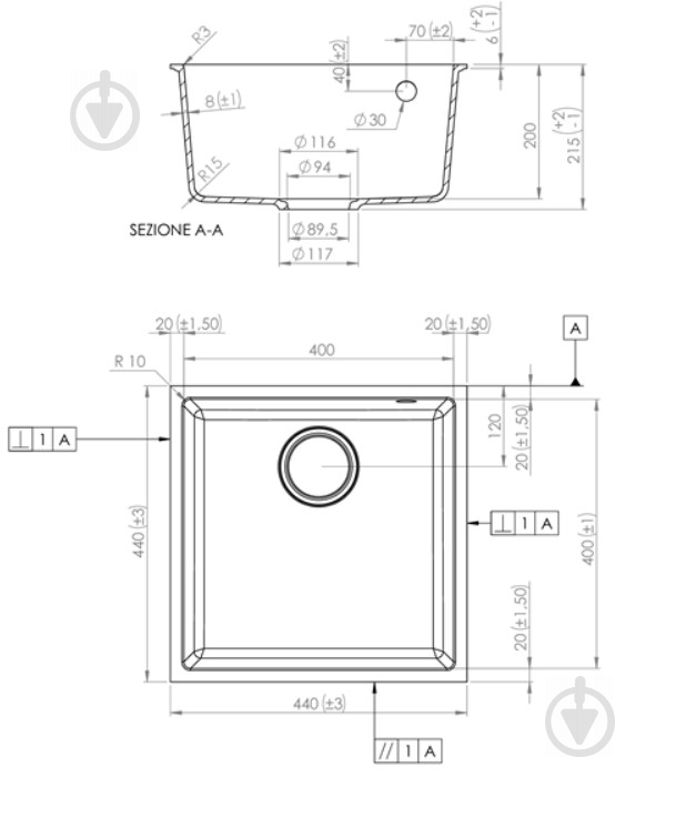 Мойка для кухни ELLECI Q 102 under top bianco antico 62 - фото 2