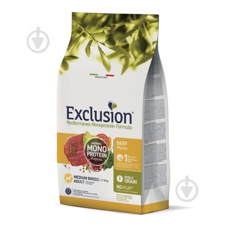 Корм сухий для дорослих собак для середніх порід Exclusion Adult Beef Medium Breed (яловичина) 12 кг - фото 1 Корм сухий для дорослих собак для середніх порід Exclusion Adult Beef Medium Breed (яловичина) 12 кг - фото 1