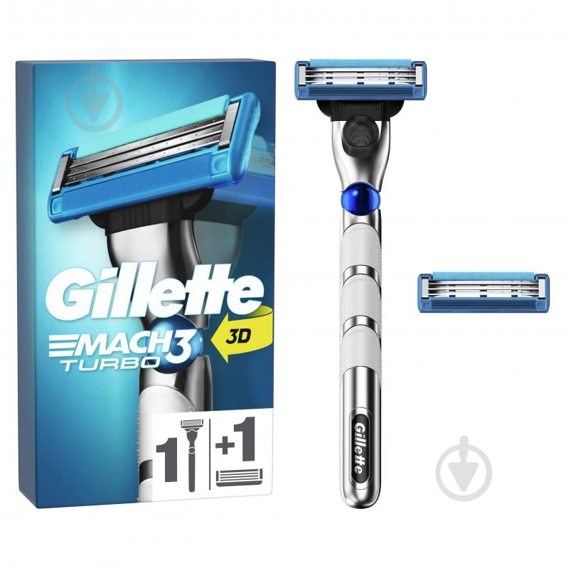 Станок для бритья Gillette MACH3 Mach3 Turbo 3D c 2 cменными кассетами 1 шт. - фото 1