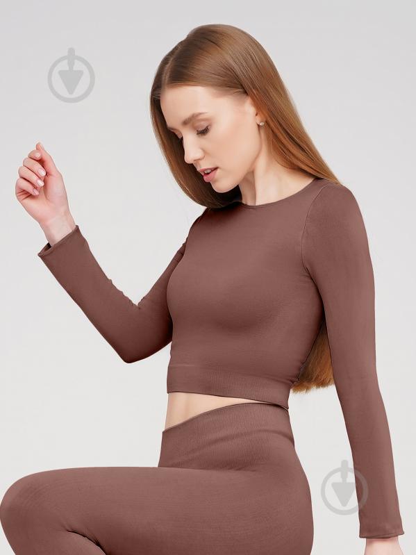 Футболка з довгим рукавом Giulia Crop top р.L/XL коричневий - фото 1 Футболка з довгим рукавом Giulia Crop top р.L/XL коричневий - фото 1