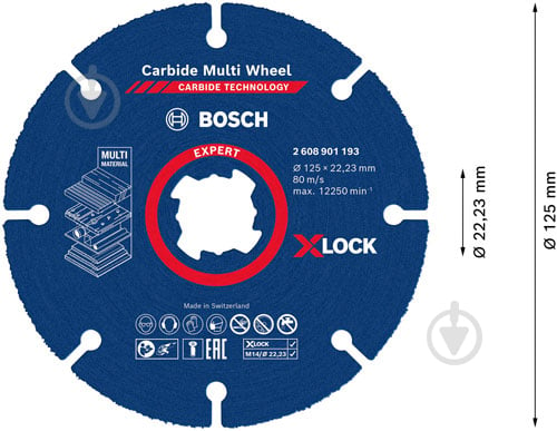 Диск відрізний Bosch по дереву до КШМ X-LOCK Carbide 125x22,23 мм 2608901193 - фото 4