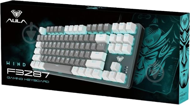 Клавиатура Aula (6948391240688) Mechanical F3287 keycap KRGD blue white/grey - фото 5