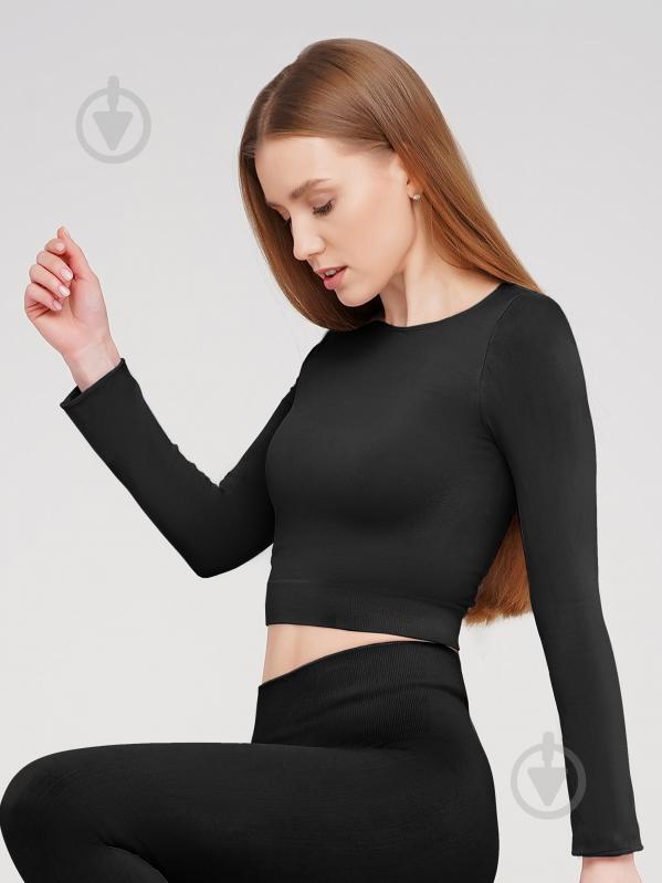 Футболка с длинным рукавом Giulia Crop top р.L/XL черный - фото 1 Футболка с длинным рукавом Giulia Crop top р.L/XL черный - фото 1