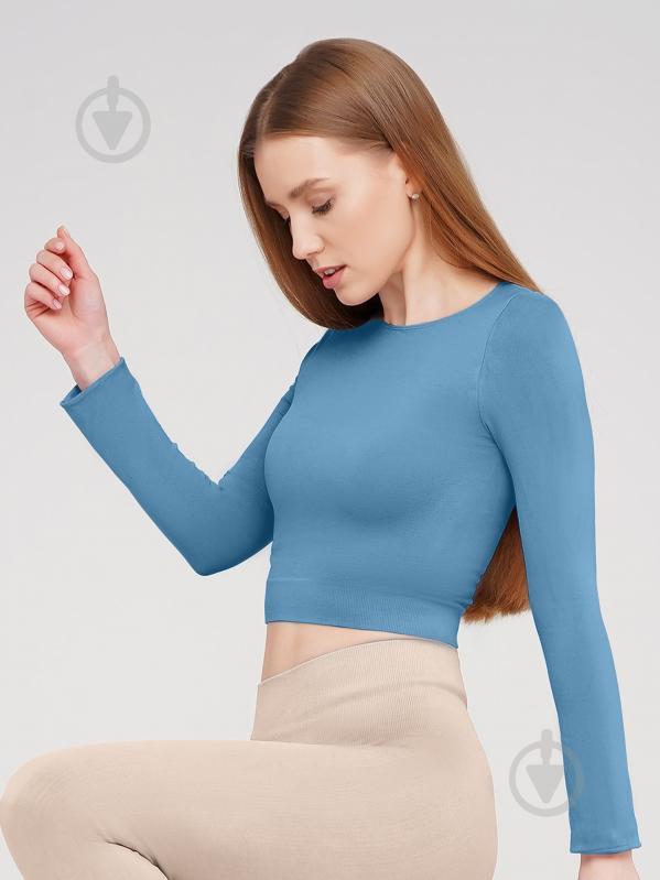 Футболка с длинным рукавом Giulia Crop top р.L/XL темно-голубой - фото 1 Футболка с длинным рукавом Giulia Crop top р.L/XL темно-голубой - фото 1