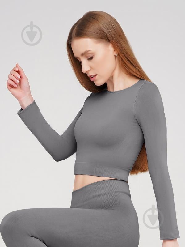 Футболка з довгим рукавом Giulia Crop top р.S/M сірий - фото 1