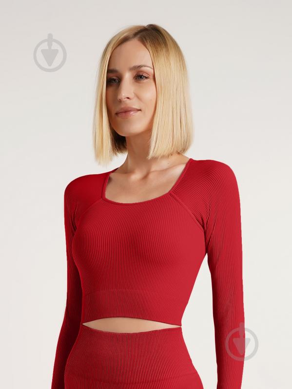 Футболка з довгим рукавом Giulia Crop top rib р.one size темно-червоний - фото 1 Футболка з довгим рукавом Giulia Crop top rib р.one size темно-червоний - фото 1