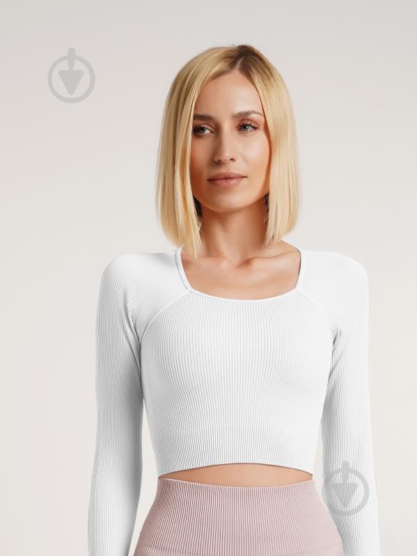 Футболка з довгим рукавом Giulia Crop top rib р.one size білий - фото 1 Футболка з довгим рукавом Giulia Crop top rib р.one size білий - фото 1