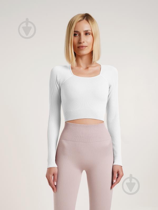 Футболка з довгим рукавом Giulia Crop top rib р.one size білий - фото 3 Футболка з довгим рукавом Giulia Crop top rib р.one size білий - фото 3