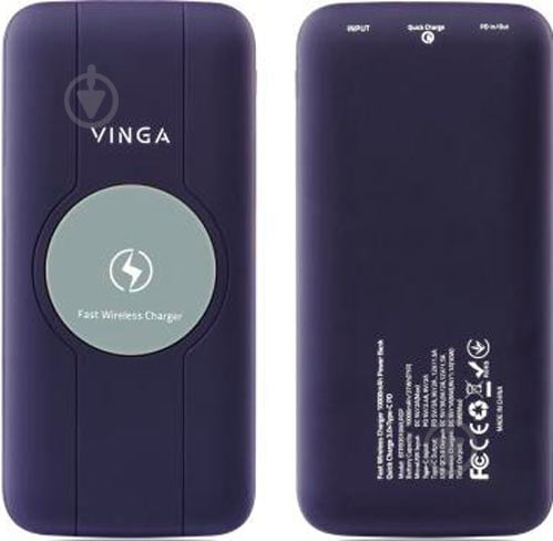 Повербанк Vinga Wireless QC3.0 PD soft touch 10000 mAh purple (BTPB3510WLROP) - фото 7