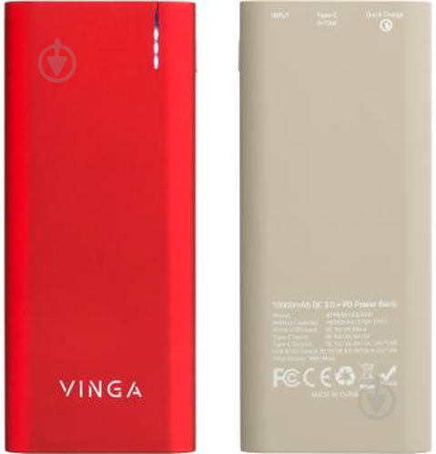 Повербанк Vinga soft touch 10000 mAh red (BTPB3810QCROR) - фото 5