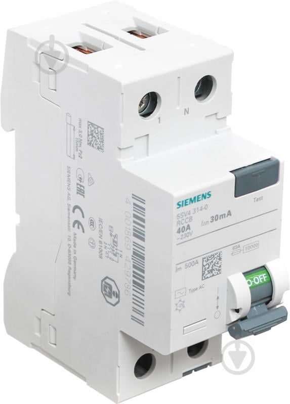 Диференційне реле Siemens АС 2p 40А 30 мА AC 230V 5SV4314-0 - фото 1